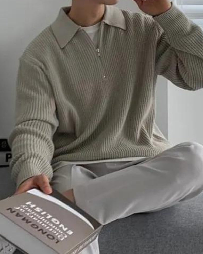 Avellione™ - Sweter Zapinany Do Połowy