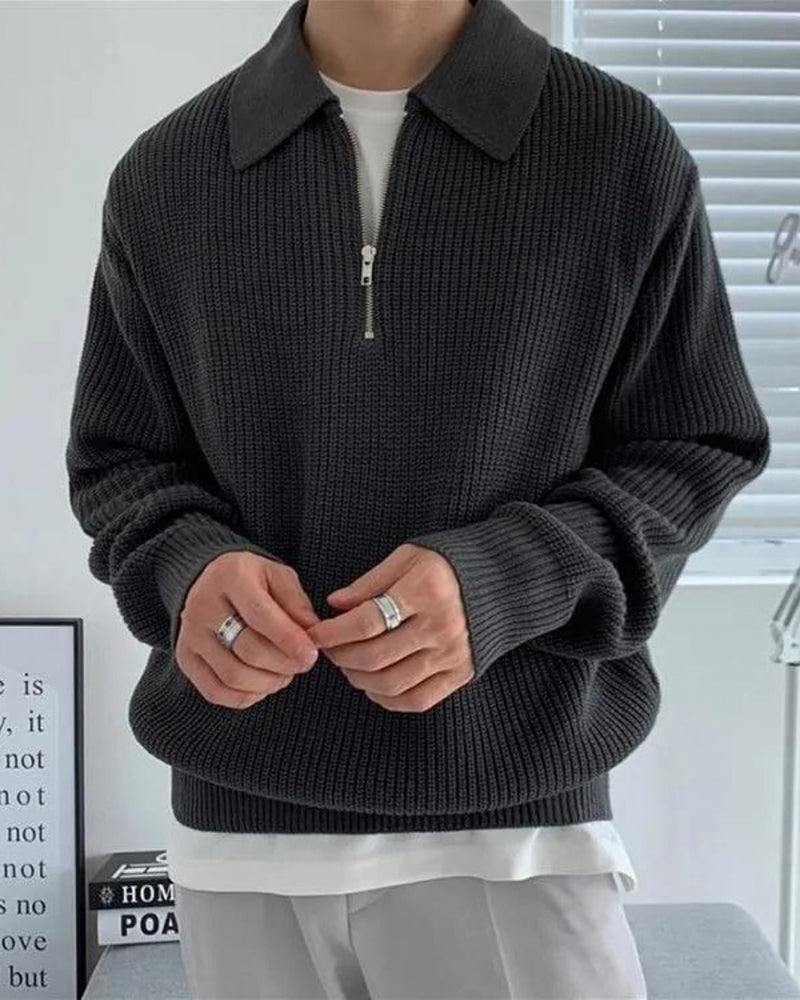 Avellione™ - Sweter Zapinany Do Połowy