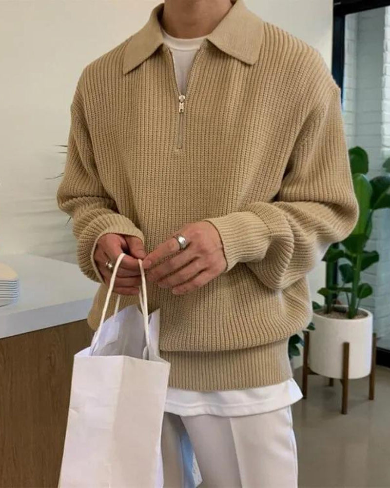 Avellione™ - Sweter Zapinany Do Połowy